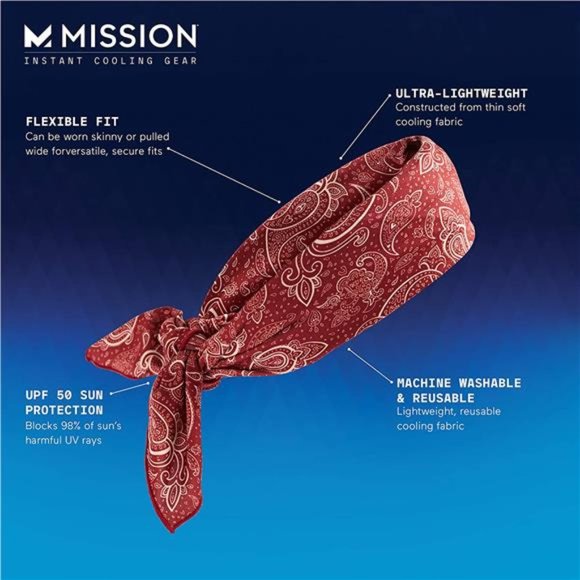 Cooling Bandana- Adjustable, Cools Instantly When Wet, UPF 50 - Picture 3 of 3